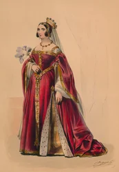Gjest i kostyme for dronning Victorias Bal Costumé, 12. mai 1842, 1843.
