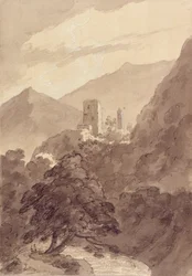 In the Grisons (penn og blekk, akvarell på papir)
