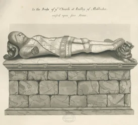 Audley Monuments - "Audley Knight": penn- og vasketegning, nd [?1800-tallet]