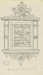 Rugeley Church (gamle) - Monument til Richard Weston: penn- og blekksporing