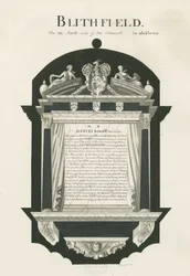 Nettbrett i Blithfield Church - Sir Hervey Bagot, Bart.: sepia-tegning, nd [?19th cent] (tegning)