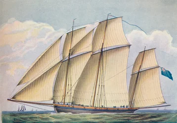 Bevæpnet lugger nært trukket med alt seilsett, 1825