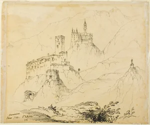 Festninger i Tyrol, nær Mals (recto); slott i Lenzburg (verso)