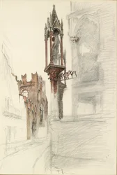 Studie av en nisje rundt graven til Cansignorio della Scala i Verona, 1869