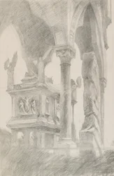 Studie av graven til Mastino II della Scala i Verona, c1869.