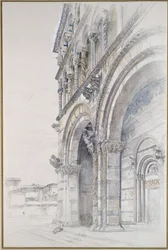 Duomo of San Martino, Lucca, juli - august 1874 (grafitt, akvarell og kroppsfarge på papir, noen linjer styrte)