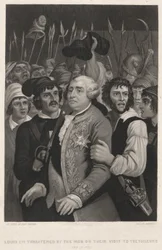 Louis XVI truet av mobben på deres besøk i Tuileriene