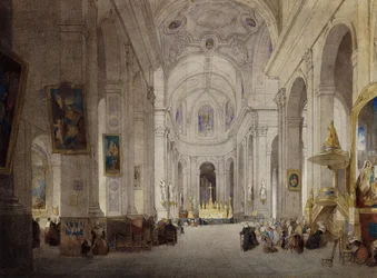 Interiøret i St. Sulpice-kirken, Paris,