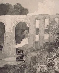 Telfords akvedukt, ca 1800-tallet. Artister: John Sell Cotman, Thomas Telford.