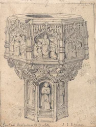 En font i Walsoken kirke, Norfolk