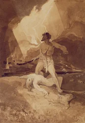 Kain og Abel, 1800-03 (sepia vask over svart bly)