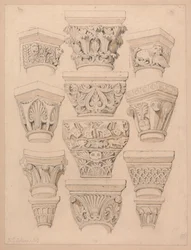 Kapitæler i klosterkirken St. Georges de Bocherville, nær Rouen, Normandie