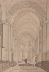 East End of the Abbey Church of Saint Georges de Bocherville, nær Rouen, Normandie