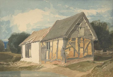 Gårdsbygning ved en dam, 1808-11.