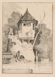 Liber Studiorum; Frontispice, utsikt over et hagehus ved bredden av elven Yare