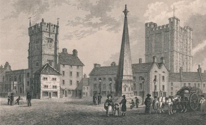 Market Place Richmond, Trinity Church og Keep of Richmond Castle, 1831