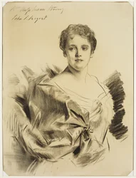 Frøken Susan Strong, mellom slutten av 1800- og begynnelsen av 1900-tallet (kull på kremfarget papir)