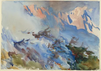 Fjellbrann, ca. 1906–1907 (ugjennomsiktig og gjennomskinnelig akvarell)