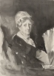 Portrett av fru Frederick Mead med en vifte