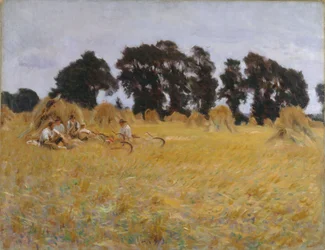 Høstere hviler i en hveteåker, 1885