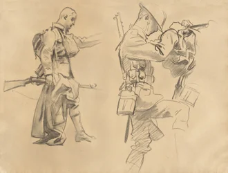 Studier for Gassed [recto], 1918-1919.