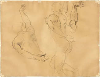Studier av mannlige nakenbilder [verso], 1918-1919