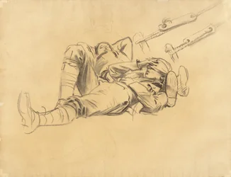 Studie for Gassed, 1918-9 (kull og grafitt på lagt papir)