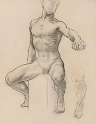 Studie av Perseus for Perseus på Pegasus Slaying Medusa, veggmaleri, Stairway, Museum of Fine Arts, Boston [?]
