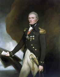 Portrett av kaptein Sir Edward Berry (1768–1831), tjenestegjorde under Horatio Nelson (1758–1805) i slaget ved Aboukir (eller slaget ved Nilen) i 1798 og i slaget ved Trafalgar i 1805