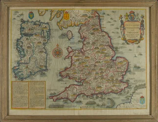 Kart som viser invasjonene av England og Irland Med al [sic] deres borgerkriger siden erobringen, ca. 1627 (håndfarget gravering)