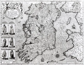 Kongeriket Irland, gravert av Jodocus Hondius (1563-1612), 