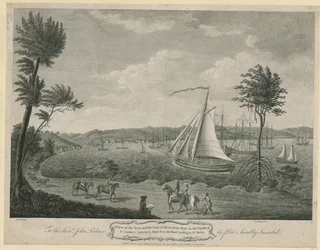 En utsikt over byen og havnen i Montego Bay, i Parish of St. James's, Jamacia: tatt fra veien som fører til St. Ann's. Til Hon.ble John Palmer er denne platen ydmykt innskrevet