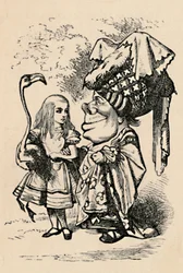 Alice bærer storken og snakker med hertuginnen, 1889