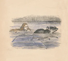 Alice svømmer med en mus i et basseng, 1889