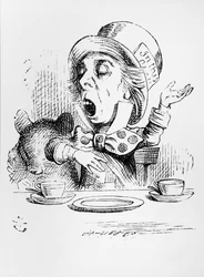 Den gale hattemakeren, illustrasjon fra «Alice i Eventyrland» av Lewis Carroll, 1865