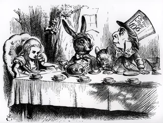 Den gale hattemakerens teselskap, illustrasjon fra «Alice