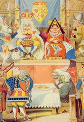 Rettssaken mot hjerter knekt, illustrasjon fra «Alice i Eventyrland» av Lewis Carroll (1832-9)