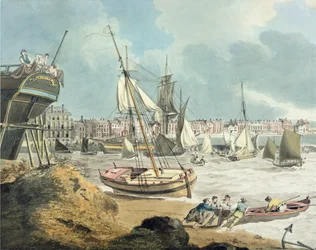 Havn i Weymouth, Dorset, 1805 (penn, blekk og akvarell på papir)