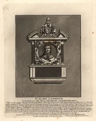 Gravbilde av Robert Scott, hæroffiser i de svenske og danske tjenestene og militær oppfinner, død 1631, St Mary Lambeth