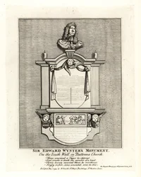 Monument av Sir Edward Wynter, død 1685, på sørveggen til St Mary