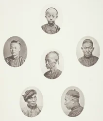 Kantonesisk gutt; Kantonesisk kjøpmann; mongolsk mannlig hode; Et ærverdig hode; En Arbeider; Mongolsk mannlig hode
