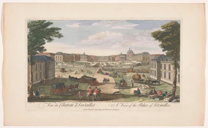 Utsikt over forsiden av slottet i Versailles Utsikt over slottet i Versailles (tittel på objekt)