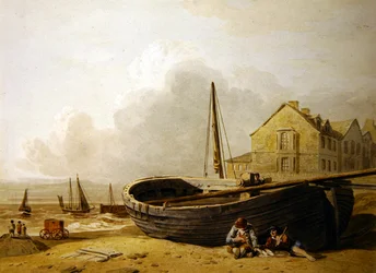 En fiskebåt tegnet på Hastings Beach (akvarell på papir)