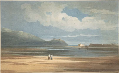 Harlech Castle på andre siden av Traeth Mawr