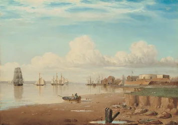 Skip på Humber og South Blockhouse, tidlig på 1830-tallet (olje på panel)