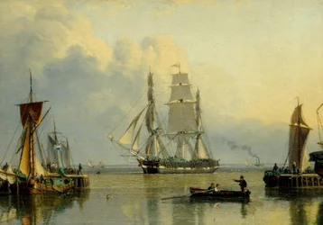 «William Lee» går inn i Humber Dock, Hull (olje på panel)