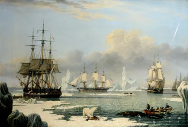 Hvalfangere i Arktis 1820–49, ca. 1830 (olje på lerret)