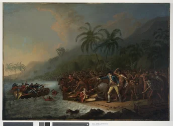 Cooks død, ca. 1781, 83?, John Webber, ca. 1781-83 (oljemaleri på lerret)