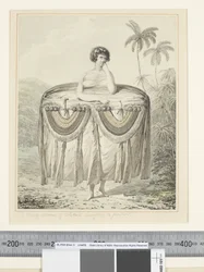 F.12 En ung kvinne fra Otaheite som bringer en gave, ca. 1773-84 (akvarell)