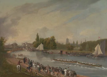 Et båtkappløp på elven Isis, Oxford, 1822.